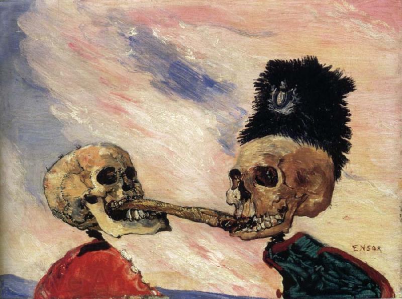 James Ensor Skeletons Fighting Over a Pickled Herring Germany oil painting art